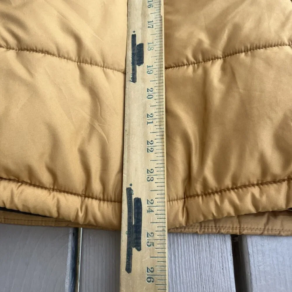 TIMBERLAND Boys Puffer Jacket Tan Hooded Winter Full Zipper Size Large (14-16)